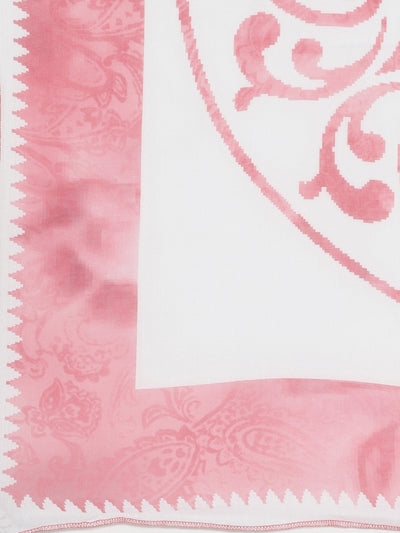 Neerus Pink Regular Calf Length Printed Kurta Solid Trousers With Dupatta