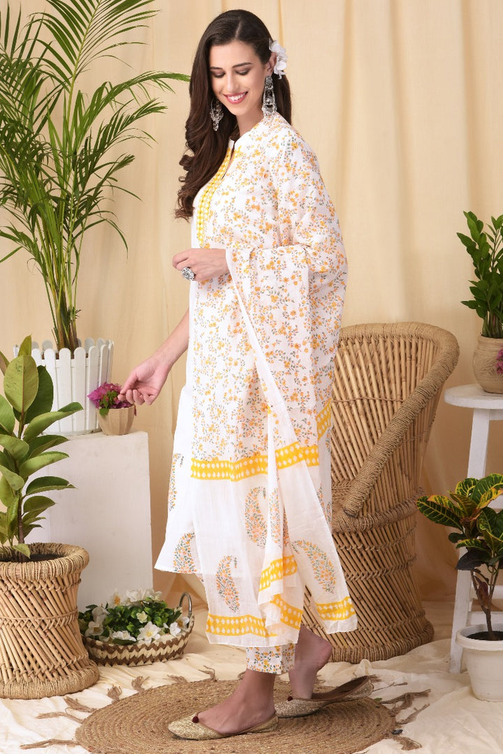 Neerus Off White Colour Cotton Fabric Suit