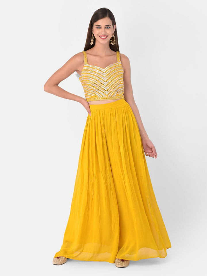 Neerus Yellow Color Georgette Fabric Suit-Fusion