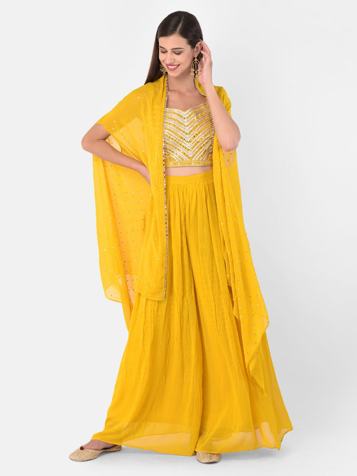 Neerus Yellow Color Georgette Fabric Suit-Fusion