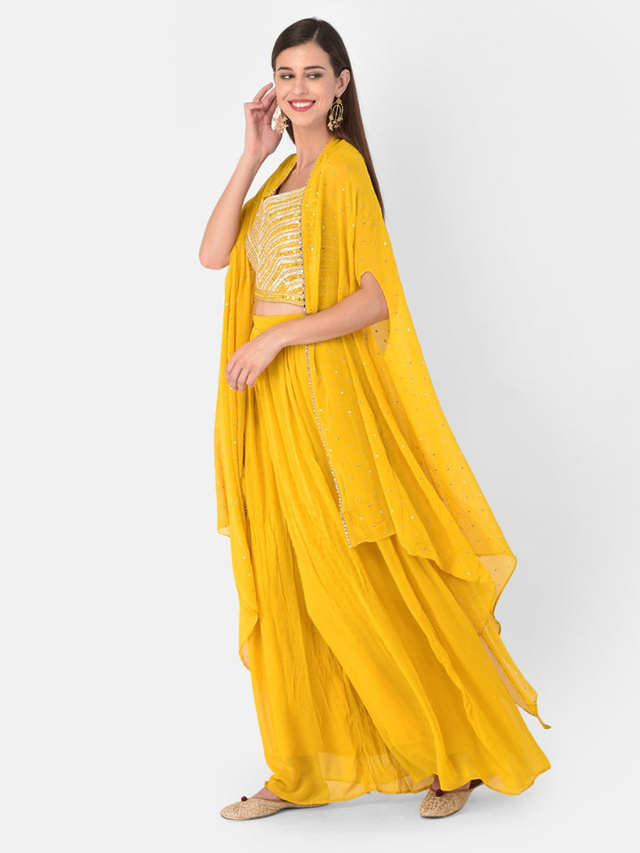 Neerus Yellow Color Georgette Fabric Suit-Fusion