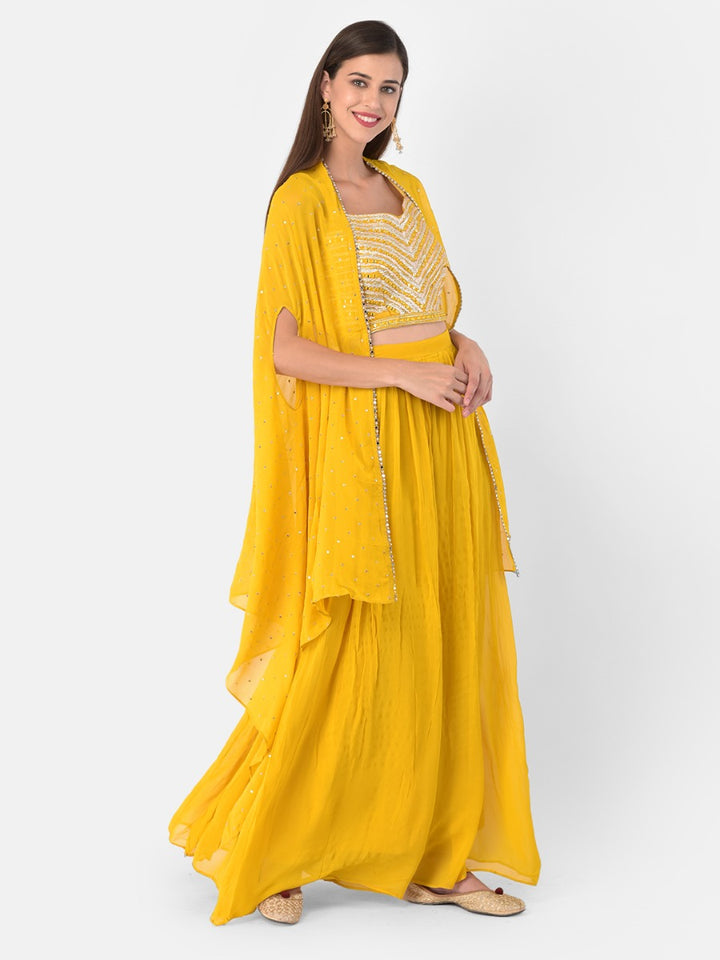 Neerus Yellow Color Georgette Fabric Suit-Fusion