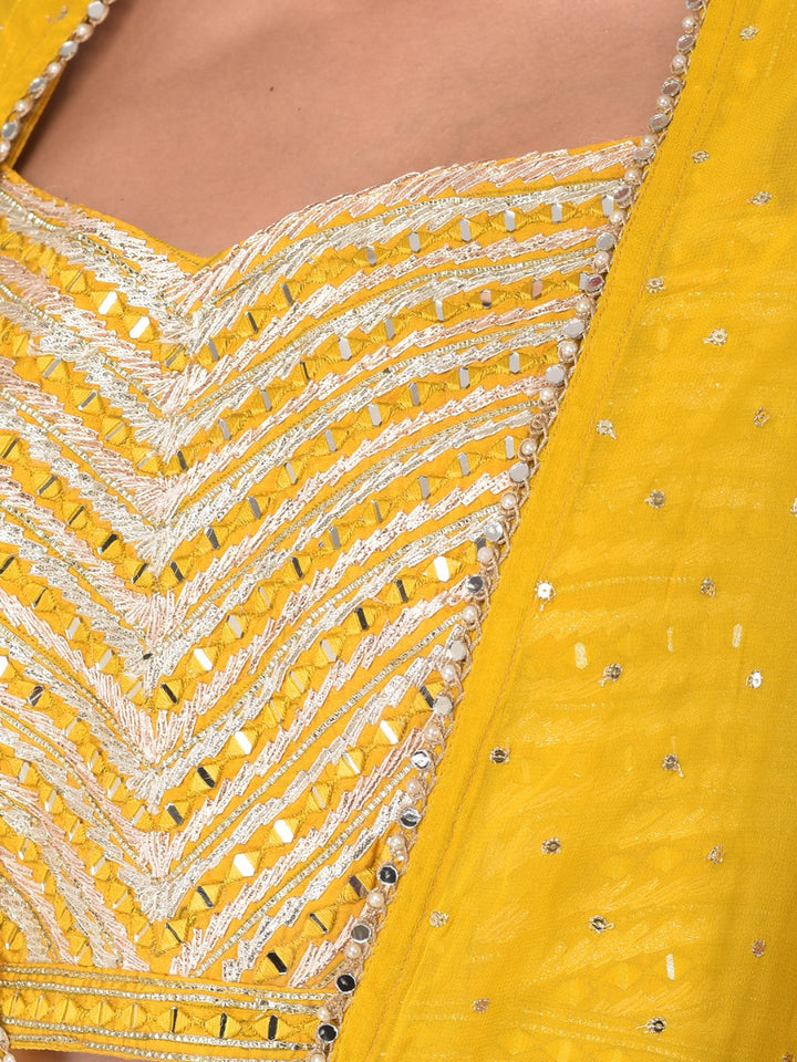 Neerus Yellow Color Georgette Fabric Suit-Fusion