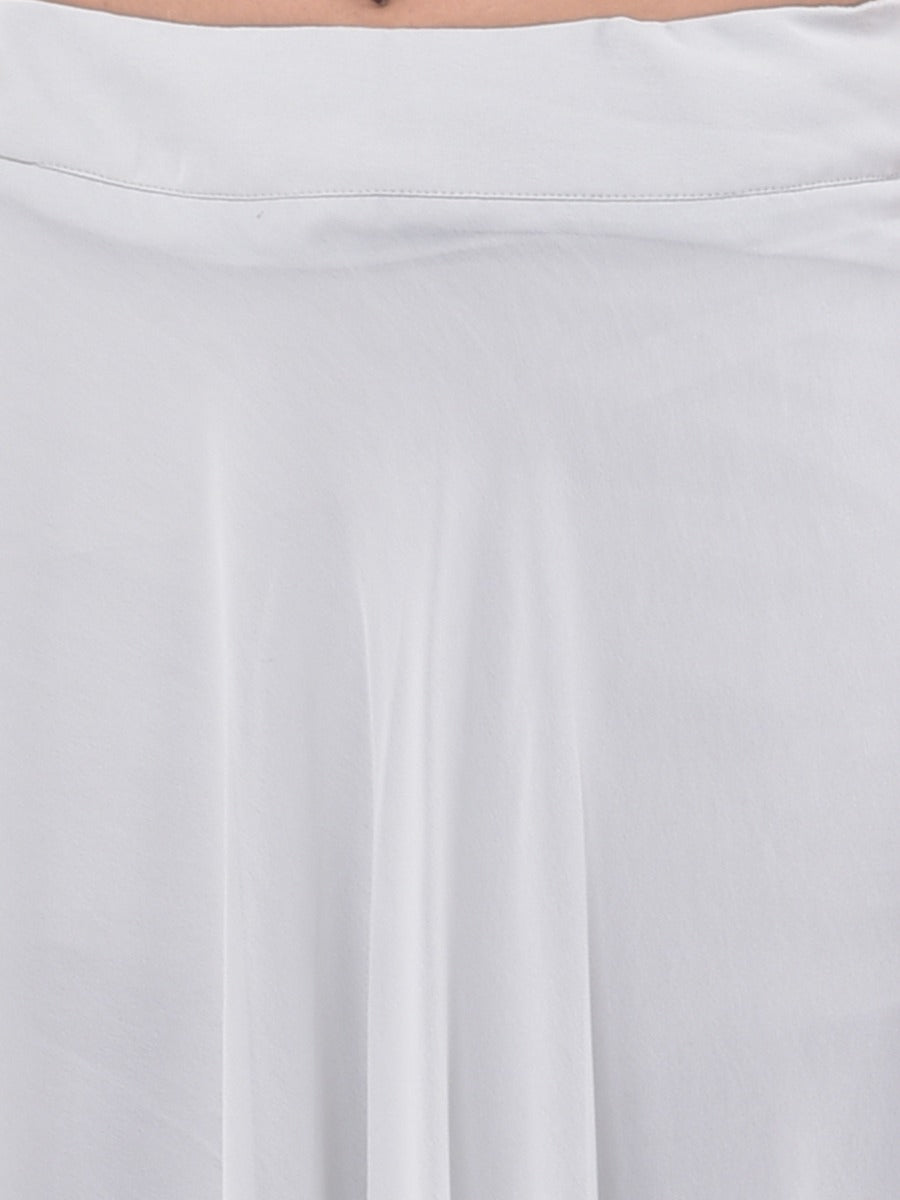 Neerus White & Grey Embroidered Top & Skirt Set With Shrug