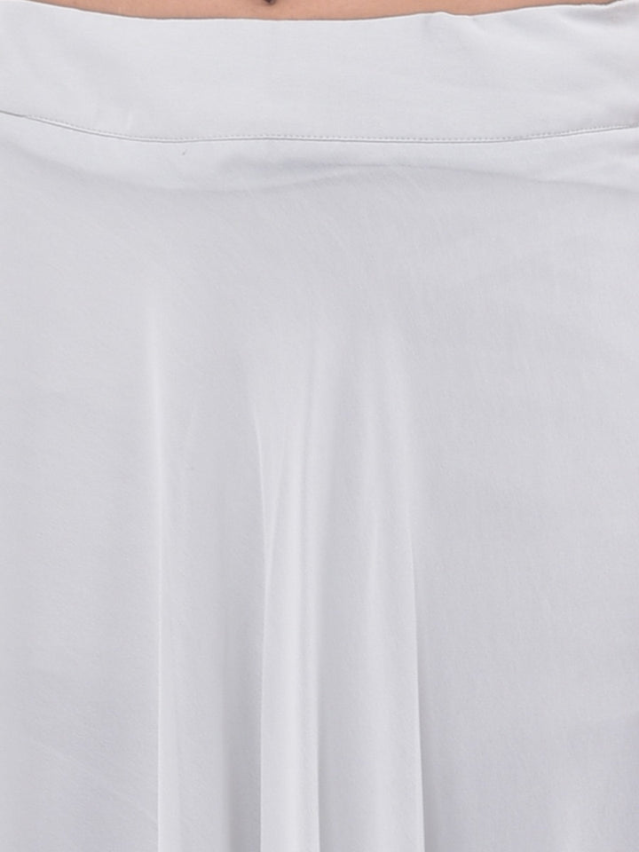 Neerus White & Grey Embroidered Top & Skirt Set With Shrug