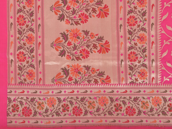Neerus Pink silk woven saree - detail view 1