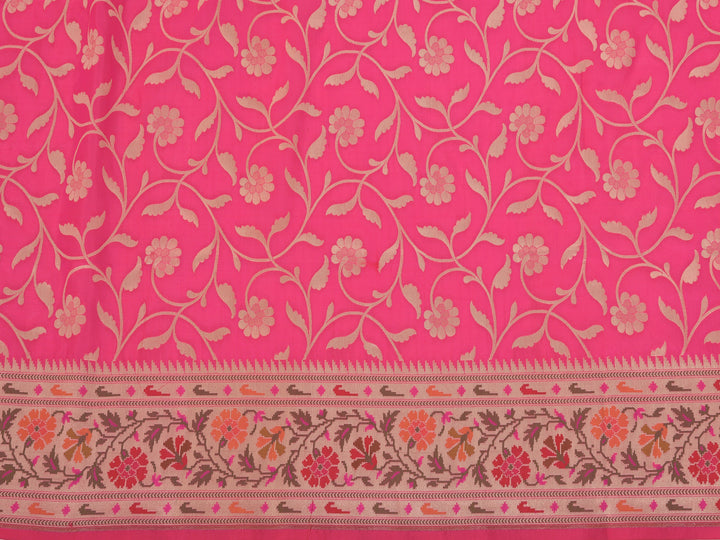 Neerus Pink silk woven saree - detail view 2