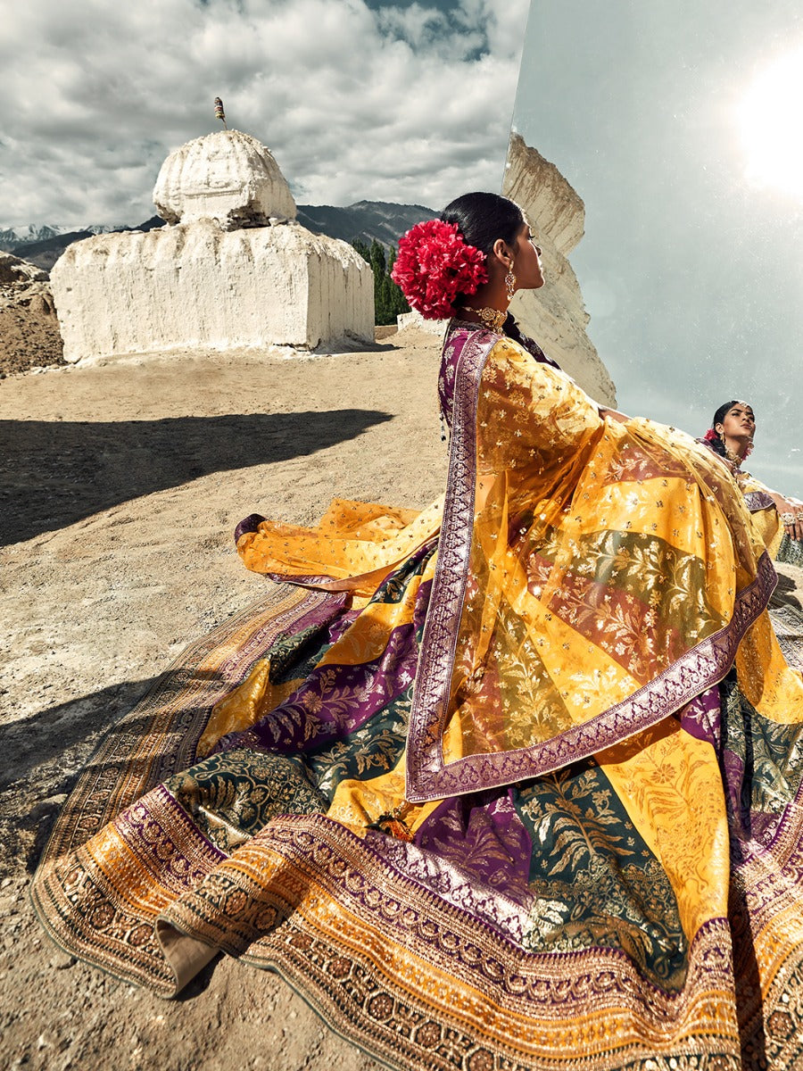 Neeru'S Multicolor Color Silk Fabric Ghagra Set