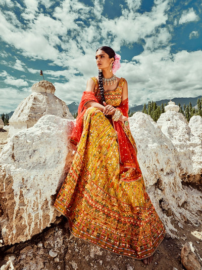 Neeru's Mustard Color Georgette Fabric Suit-Anarkali