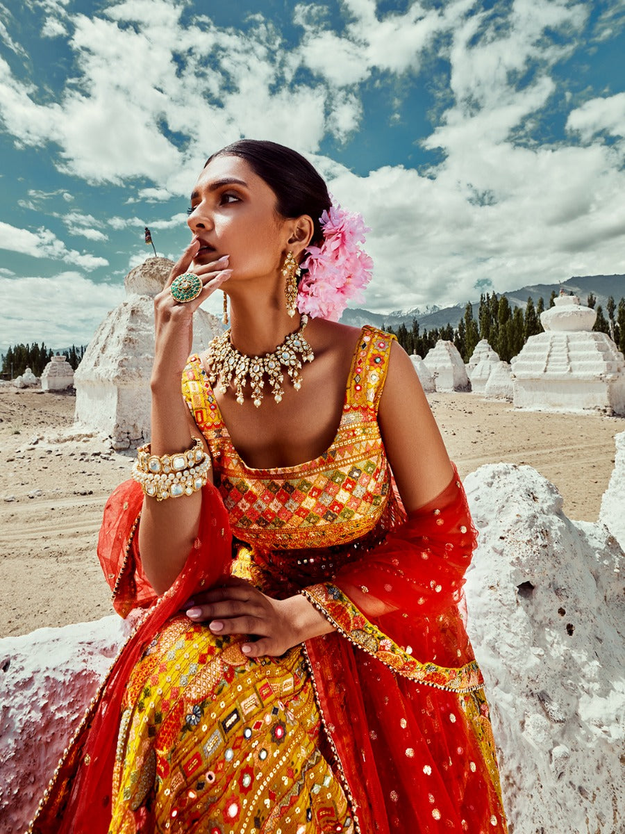 Neerus Mustard Color Georgette Fabric Suit-Anarkali