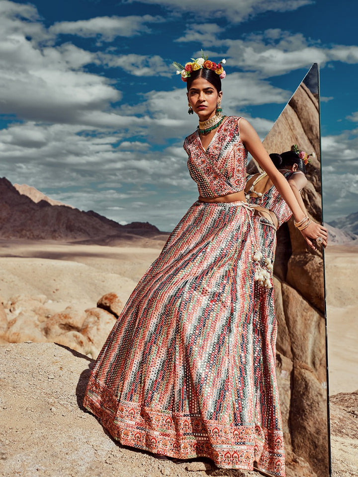 Neerus Ivory Color Georgette Fabric Ghagra Set