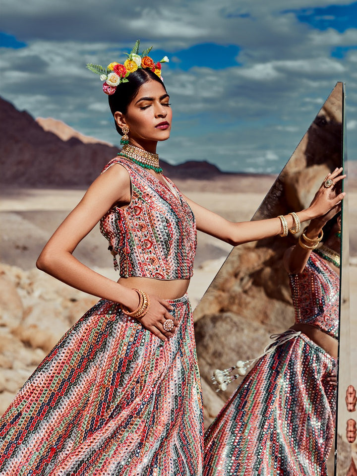 Neerus Ivory Color Georgette Fabric Ghagra Set